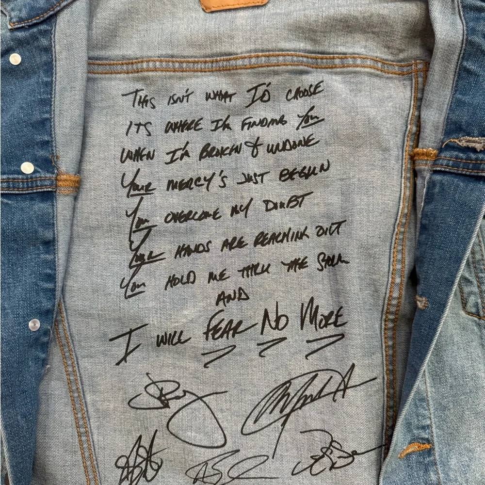 Women's Blue Denim Jacket with Graphic Print - Picture 3 of 3